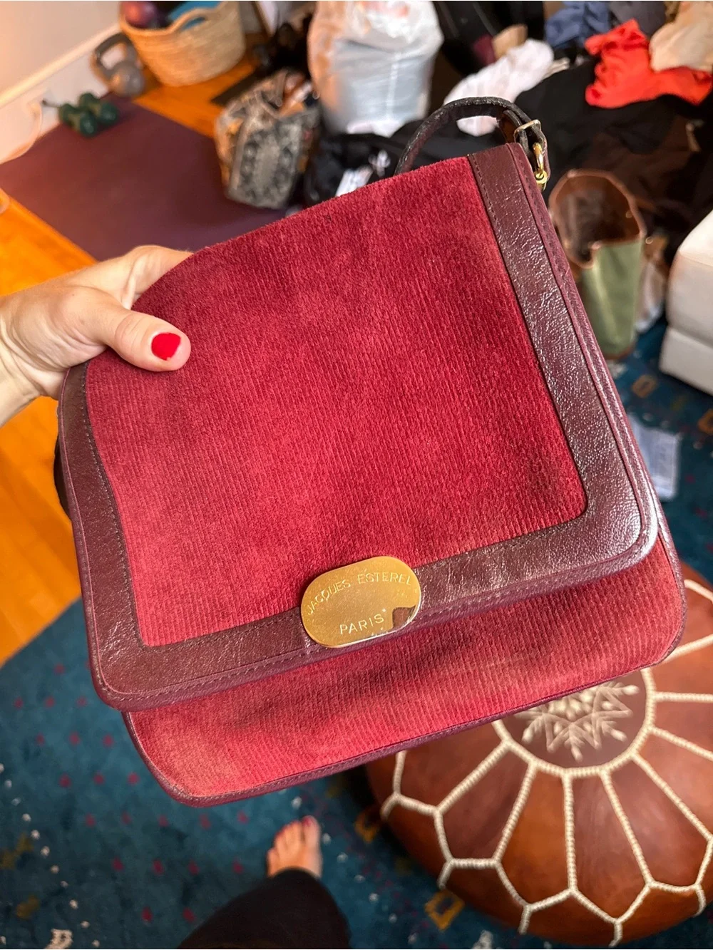 Vintage Burgundy Shoulder Bag - Women's Crossbody